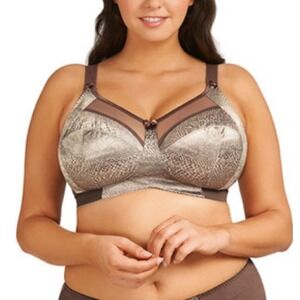 Goddess Kayla Bra 56D Brown Pecan Eden Snake Print Soft Cup Wirefree 6162‎ NEW
